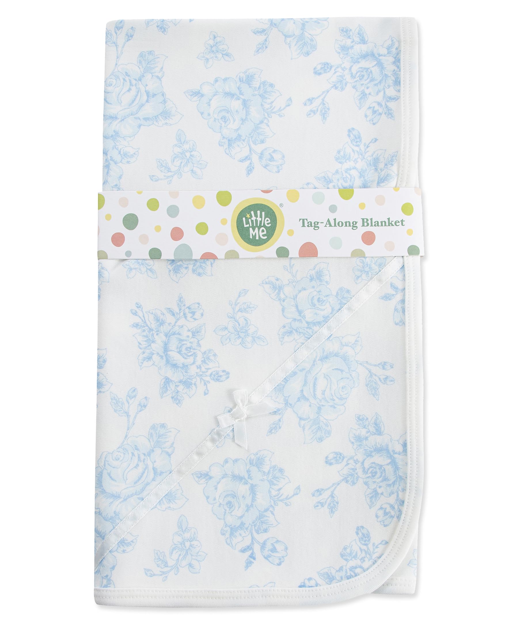 Little Me Blankets For Baby Girls' Swaddling Receiving Blanket, Blue Roses, 30 X 27 Inches