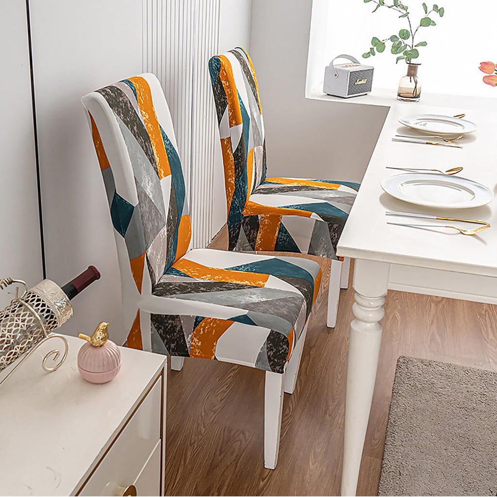 Hzdhclh Chair Covers For Dining Room Set Of 4,Stretch Spandex Geometric Parsons Chair Slipcover 4 Pack,Washable Anti-Dust Chair