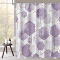 Litabel Modern Extra Long Shower Curtain For Bathroom, Lavender Geometric Art Decor Waterproof Bath Curtain, Abstract Fabric Sho