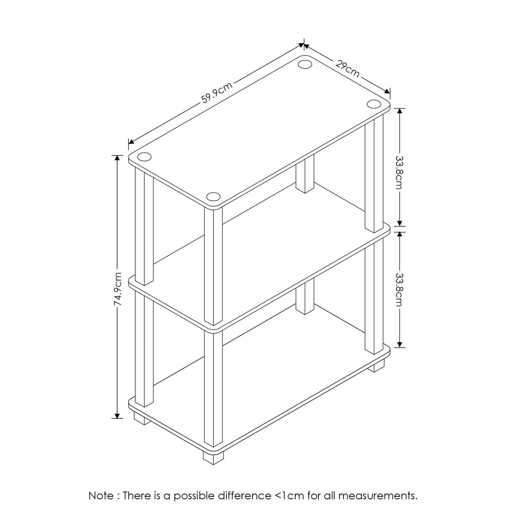 Furinno Turn-S-Tube 3-Tier Compact Multipurpose Shelf Display Rack with Square Tube, Pink/White