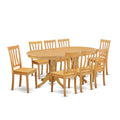 East West Furniture VAAN9-OAK-W 9 Piece Modern Dining Table Set Includes an Oval Wooden Table with Butterfly Leaf and 8 Dining Room Chairs, 40x76 Inch, Oak