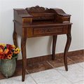 International Caravan Furniture Piece Carved Wood Two Drawer Telephone Table