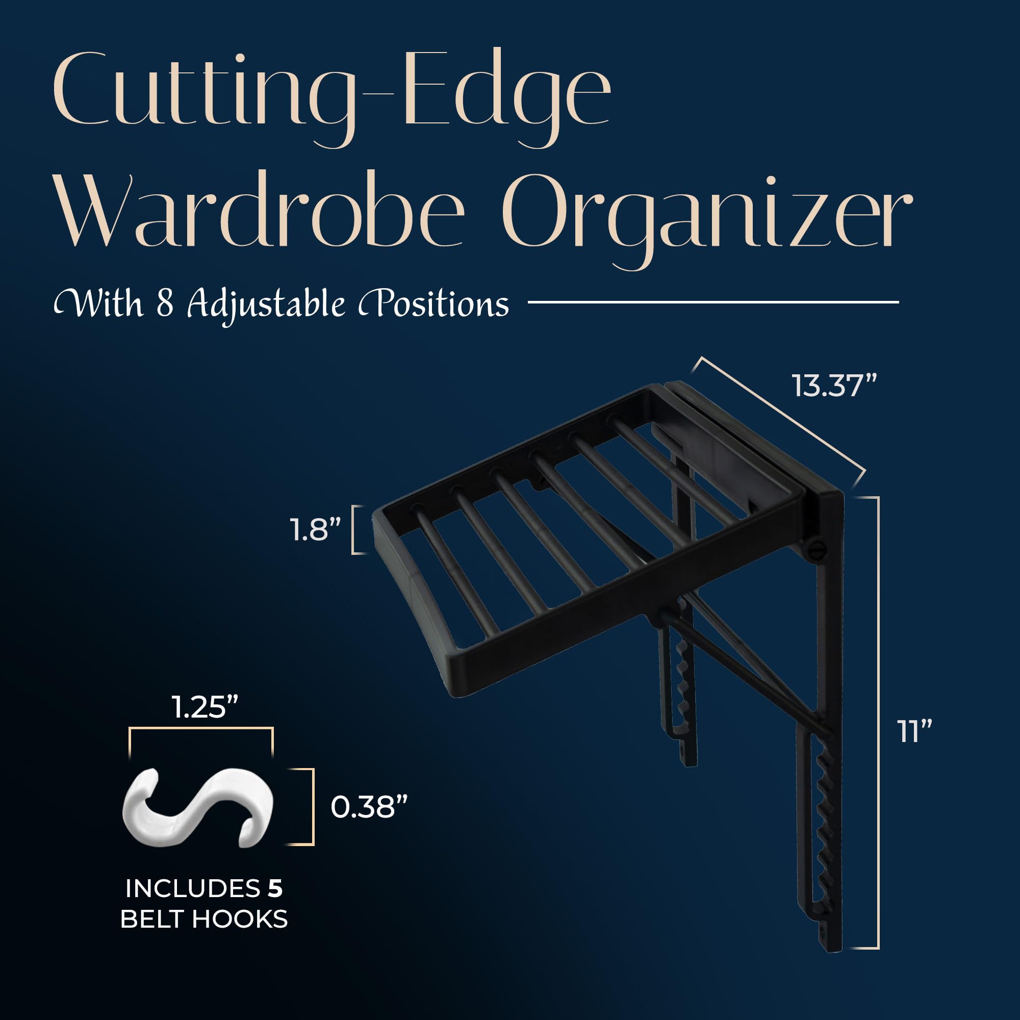 Tiemaster Tie And Scarf Organizer, Battery-Free Organizer, Holds 60 Ties And Scarves, Easy Installation, Sleek Design, Preserve