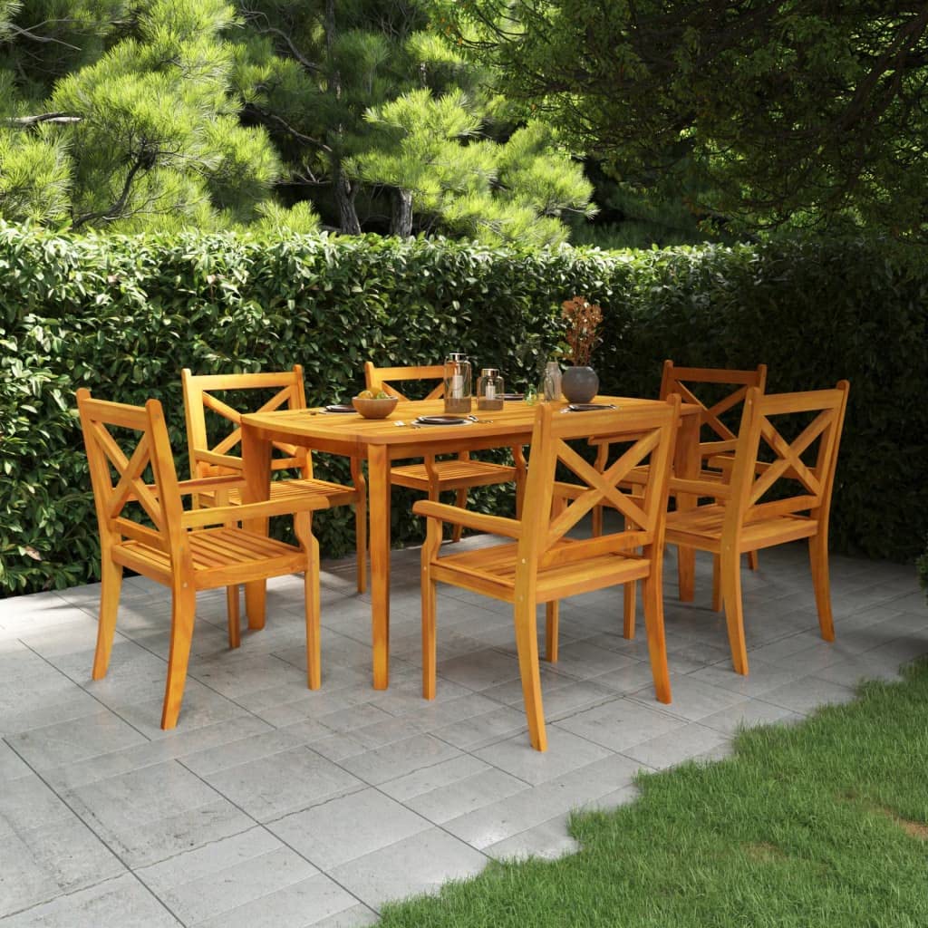 vidaXL Patio Table for Outdoor Space, Sturdy and Long-Lasting, Solid Acacia Wood Construction, Diagonal Leg Design for Extra Stability, Rectangular Shape, Easy Assembly Required, Dimensions: 63"x3...