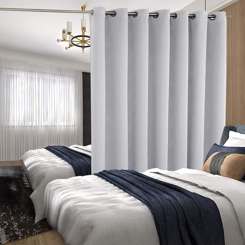 Bgment Fashion Sliding Door Curtain 100 X 96 Inches, Wide Thermal Blackout Curtains Room Darkening Room Divider Window Curtain, 1 Panel, Light Grey, 96 Length X Wide 100