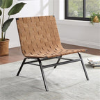 Comfort Pointe Cavett Woven Brown Leather Metal Frame Accent Chair