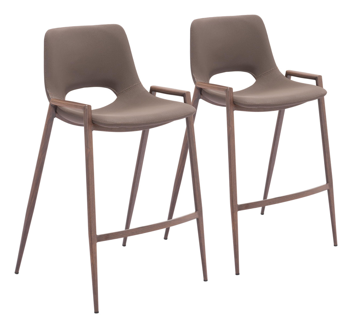 Zuo Desi Walnut 25.6' Engineered Wood & Fabric Counter Stool In Brown/Walnut
