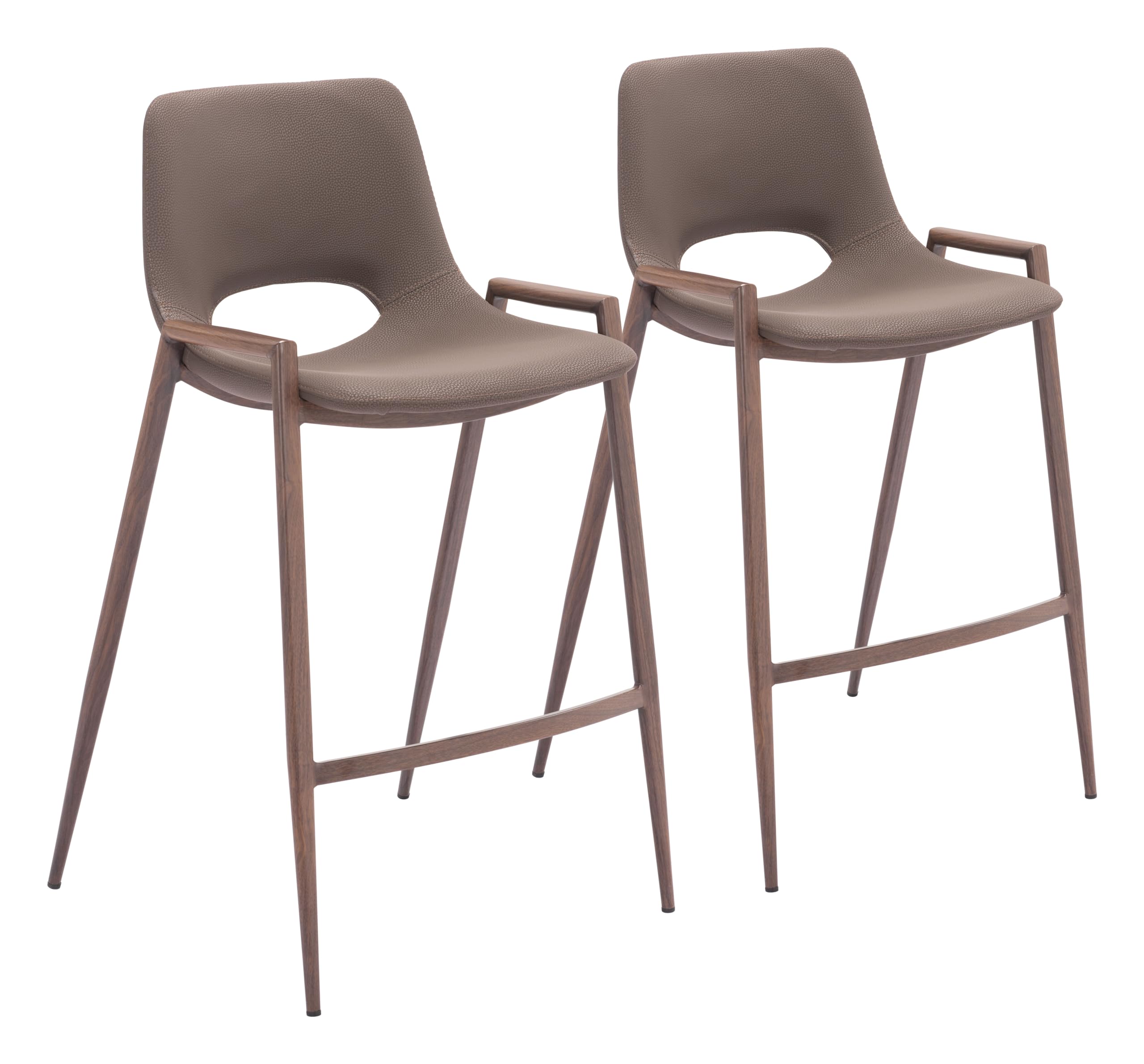 Zuo Desi Walnut 25.6' Engineered Wood & Fabric Counter Stool In Brown/Walnut