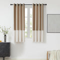 Bulbul Champagne Cream Ivory Color Block Window Curtains Panels 63 Inches Long Velvet Farmhouse Drapes For Bedroom Living Room D