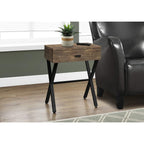 Monarch Specialties TABLE-24 H/BROWN RECLAIMED WOOD/BLACK METAL ACCENT, END TABLE, NIGHT STAND