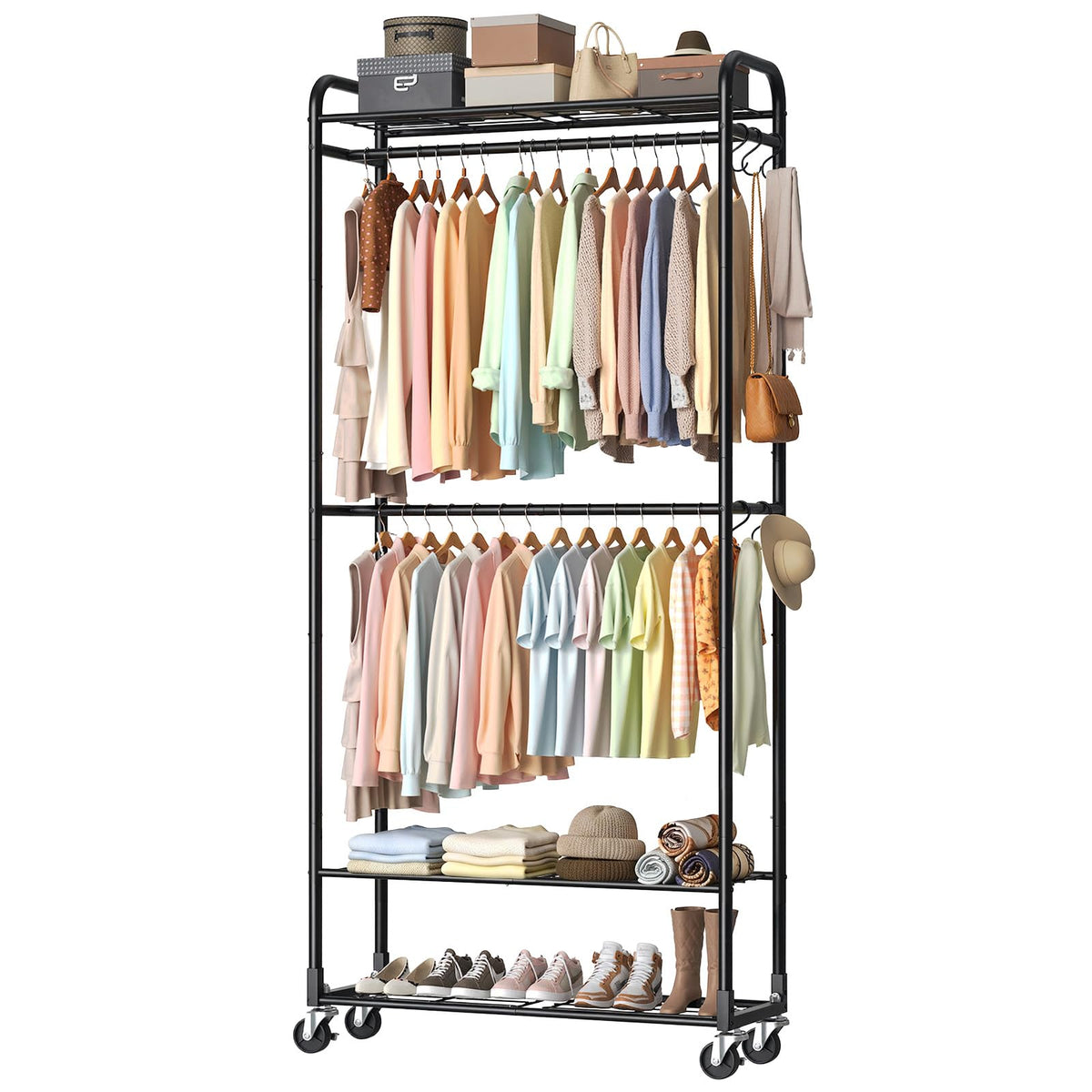 Luxspire Clothes Rack 3Tier Portable Freestanding Closet with Shelves