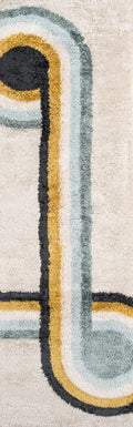 Novogratz By Momeni Retro Collection Bullseye Shag Area Rug, 23 Inch  X 76 Inch  Runner, Blue