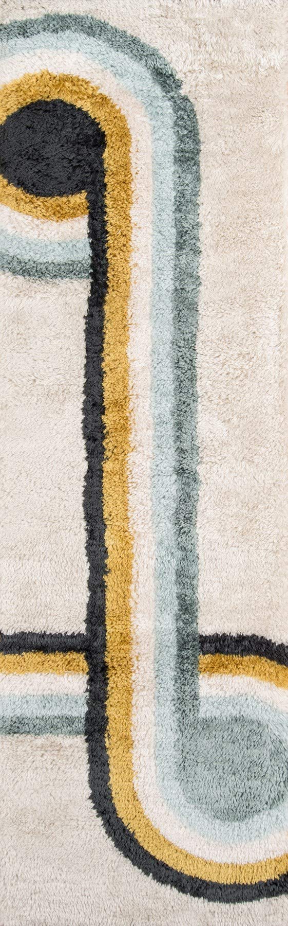 Novogratz By Momeni Retro Collection Bullseye Shag Area Rug, 23 Inch  X 76 Inch  Runner, Blue