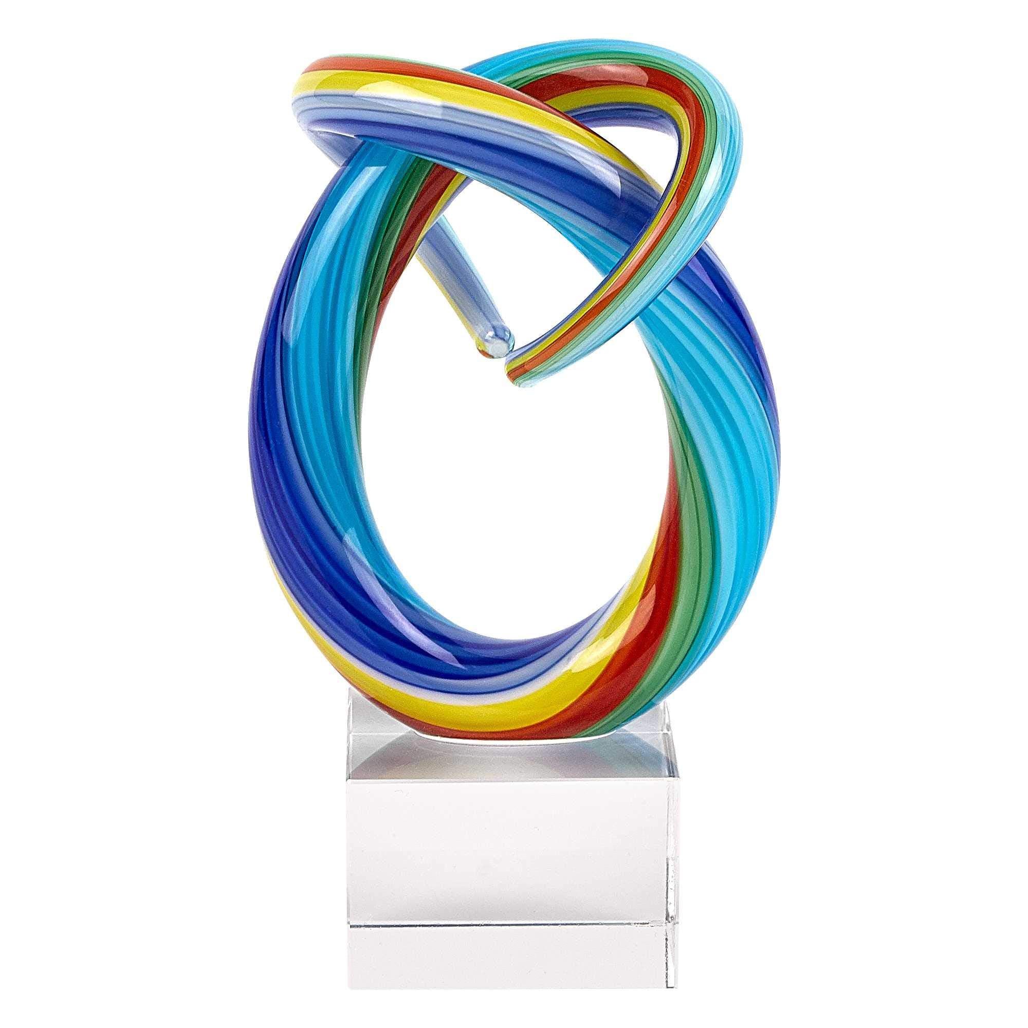 HomeRoots 6 Multicolor Art Glass Rainbow Centerpiece