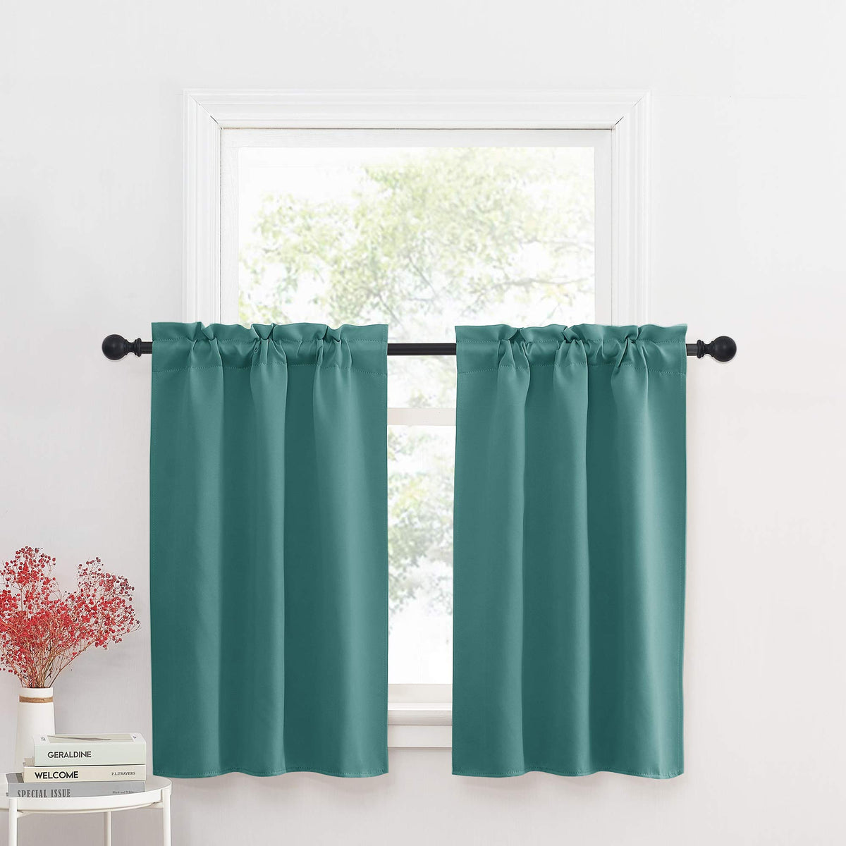 Nicetown Short Blackout Curtains For - Small Rod Pocket Thermal Insulated Blackout Kitchen/Basement/Bathroom/Christmas Window Cu