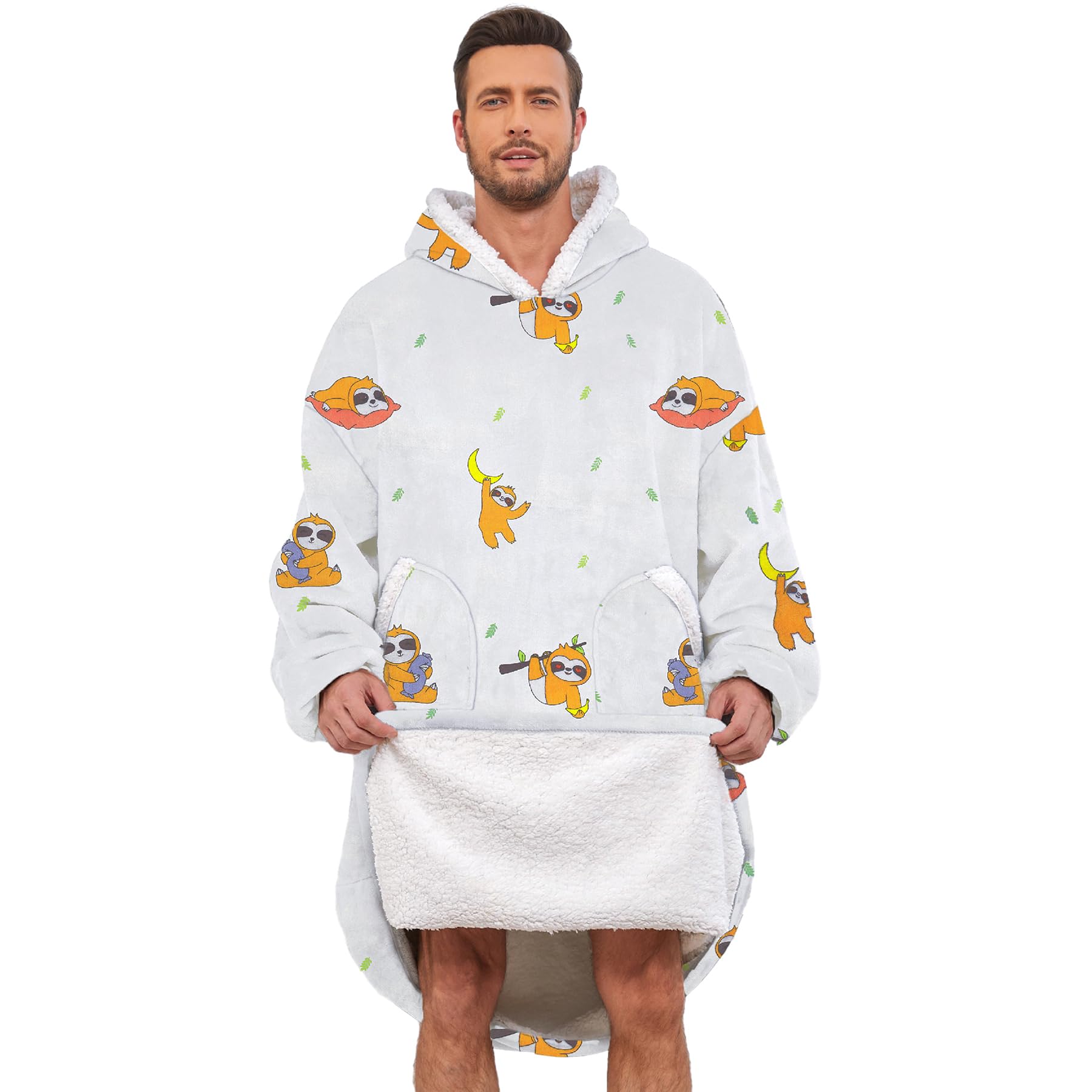 Zando Sloth Blanket Hoodie For Men Comfy And Warm Long Hooded Blanket Hoodie Men Fleece Blanket Hoodies Oversized Blanket Hoodie