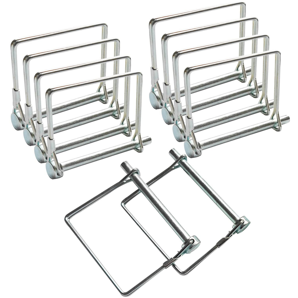10 Pcs Square Shaft Locking Pin Safety Coupler Pin 1/4 Inch Diameter For Farm Trailers Wagons Lawn Hitches And Garden (Silver) B