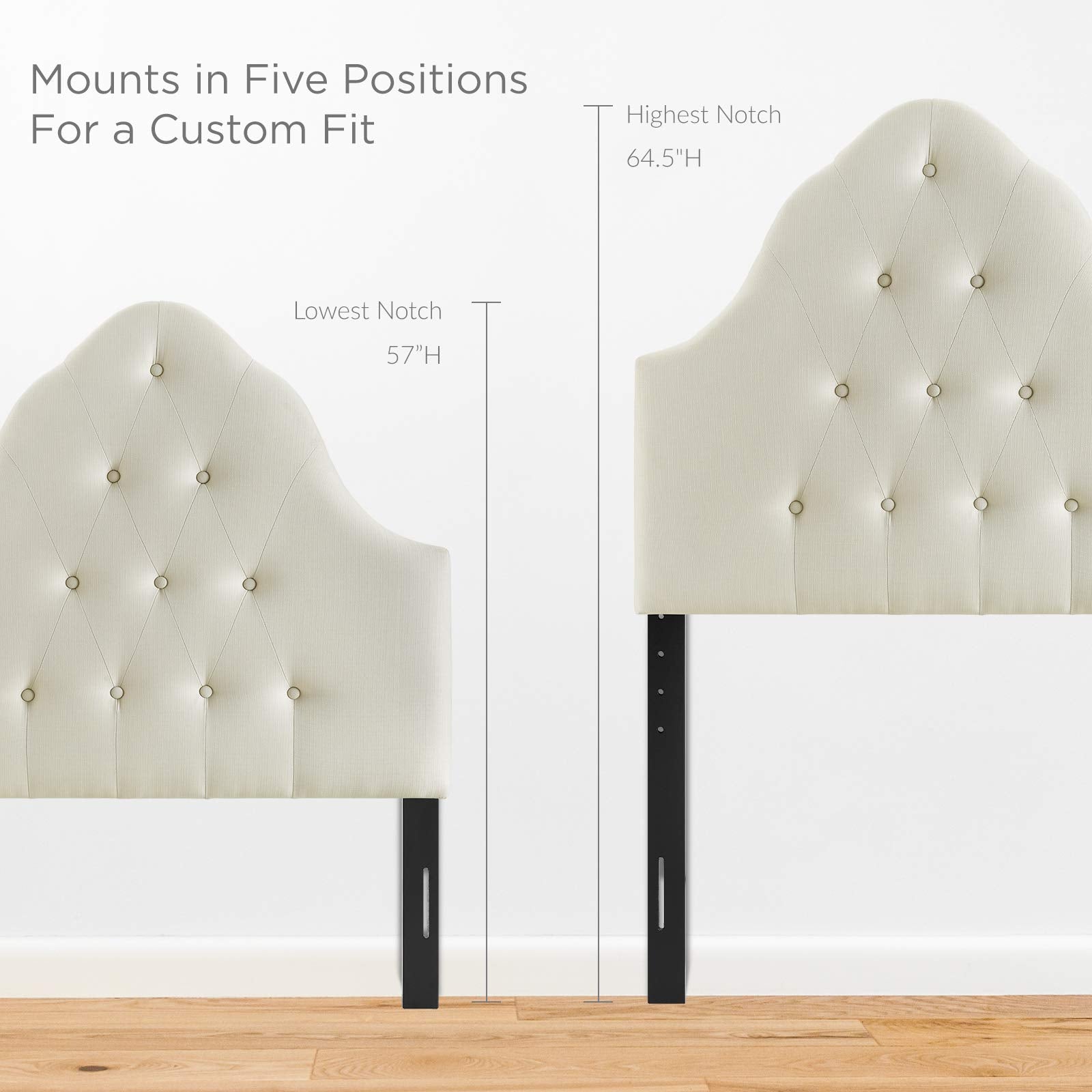 Modway Sovereign Tufted Button Linen Fabric Upholstered Twin Headboard in Ivory