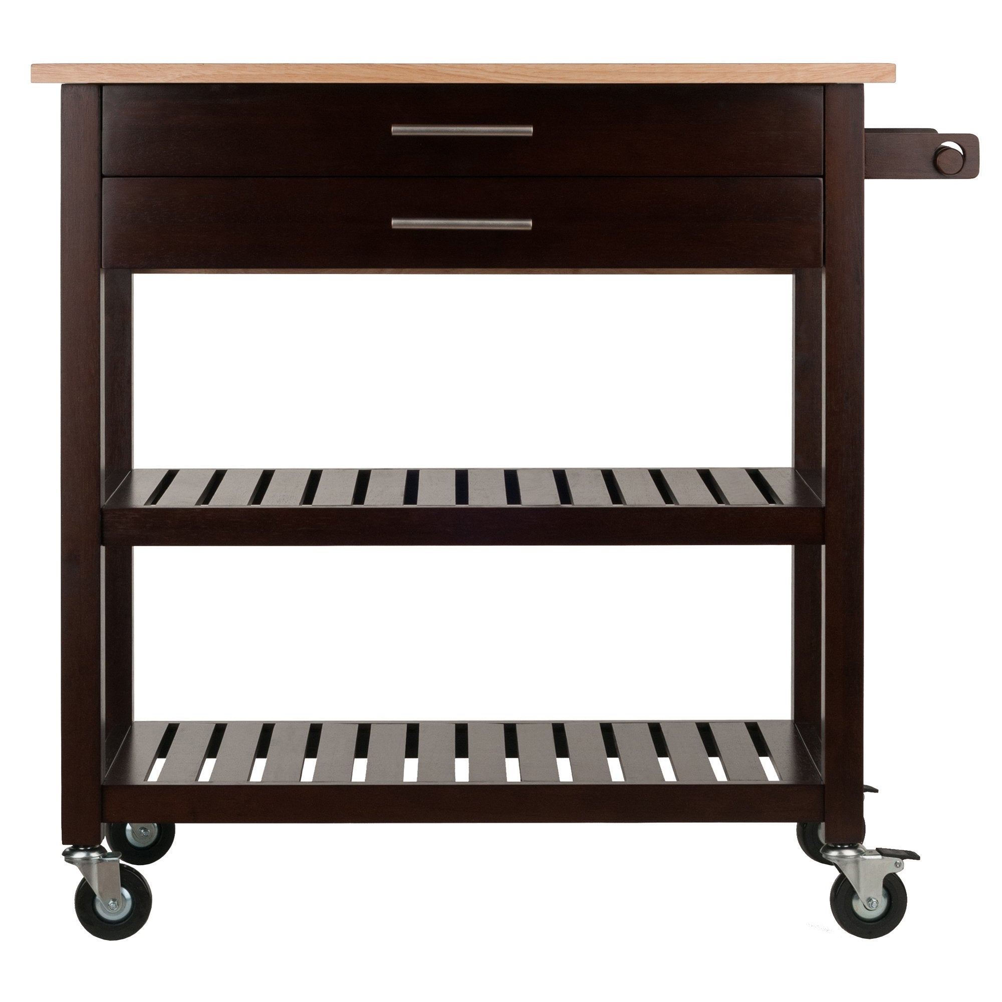Winsome Langdon Cart Kitchen, Cappuccino/Natural, 36.57x26.42x34.45