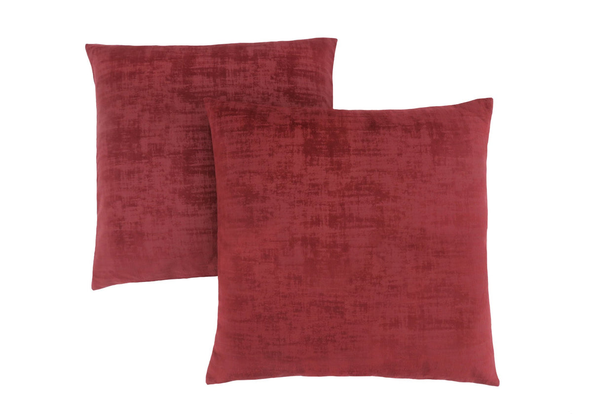 Monarch Specialties Brushed Velvet 18&quot; X 18&quot; Red 2 Piece Pillow, Size 8