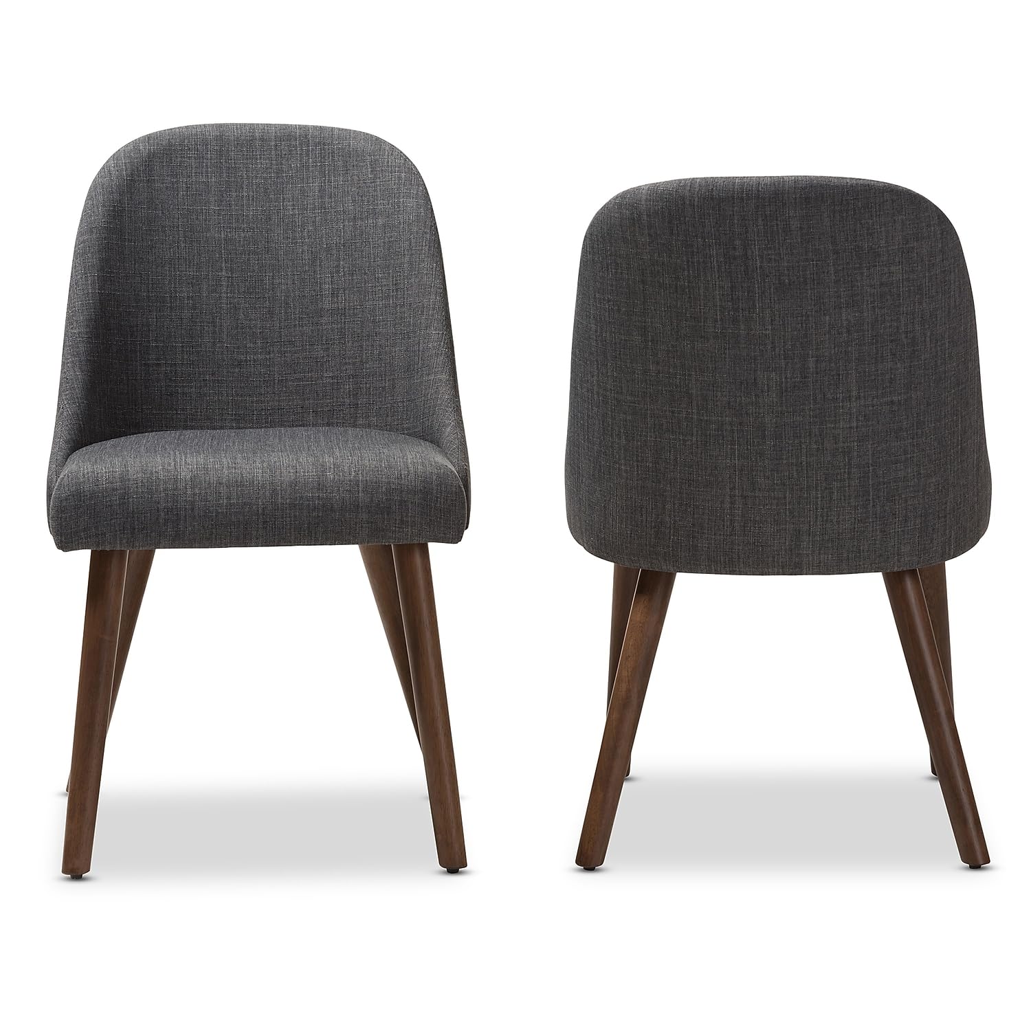 Baxton Studio Cody Mid-Century Fabric Dining Chair, Dark Grey, 2/Set (144-2PC-7942-HT)