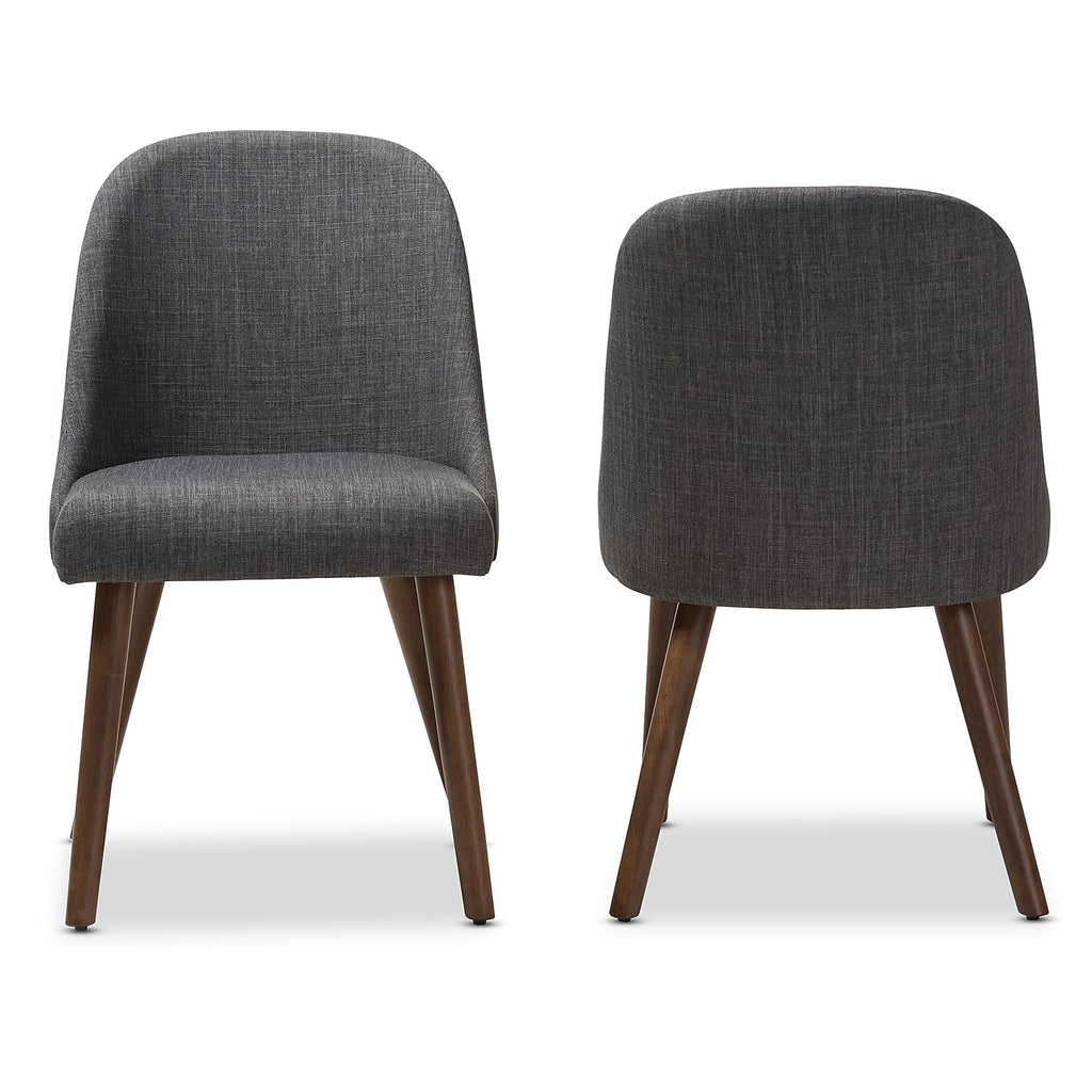 Baxton Studio Cody Mid-Century Fabric Dining Chair, Dark Grey, 2/Set (144-2PC-7942-HT)