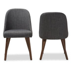 Baxton Studio Cody Mid-Century Fabric Dining Chair, Dark Grey, 2/Set (144-2PC-7942-HT)