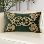 Aeckself European Luxury Velvet Lumbar Throw Pillow Cover 12 X 20 Inch, Embroidery Floral Pillow Cover Home Decor Oblong Pillowc