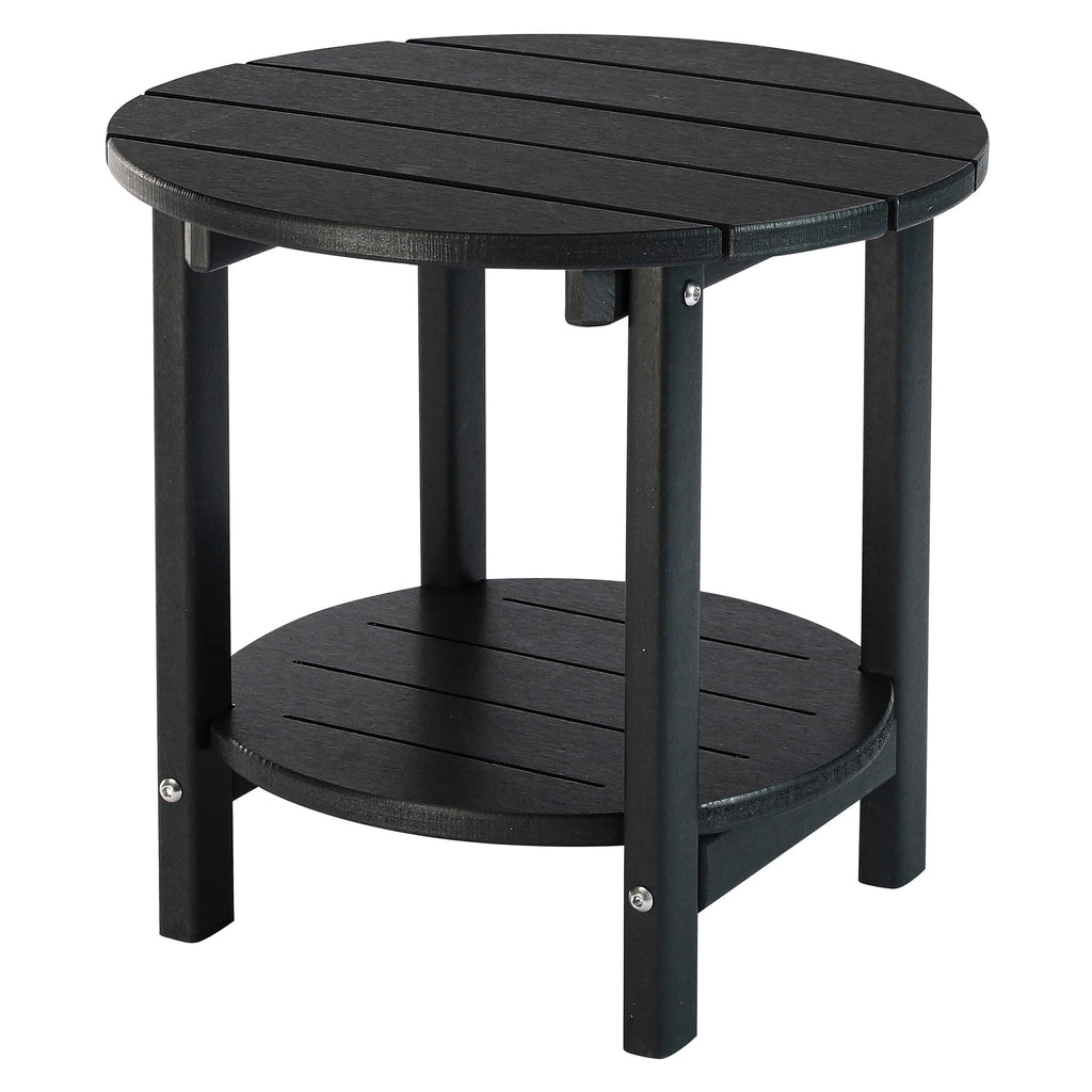 Lzrs Round Adirondack Side Table Double End Table, Outdoor Side Tables For Patio, Backyard,Pool, Indoor Companion, Easy Maintenance & Weather Resistant(Black)