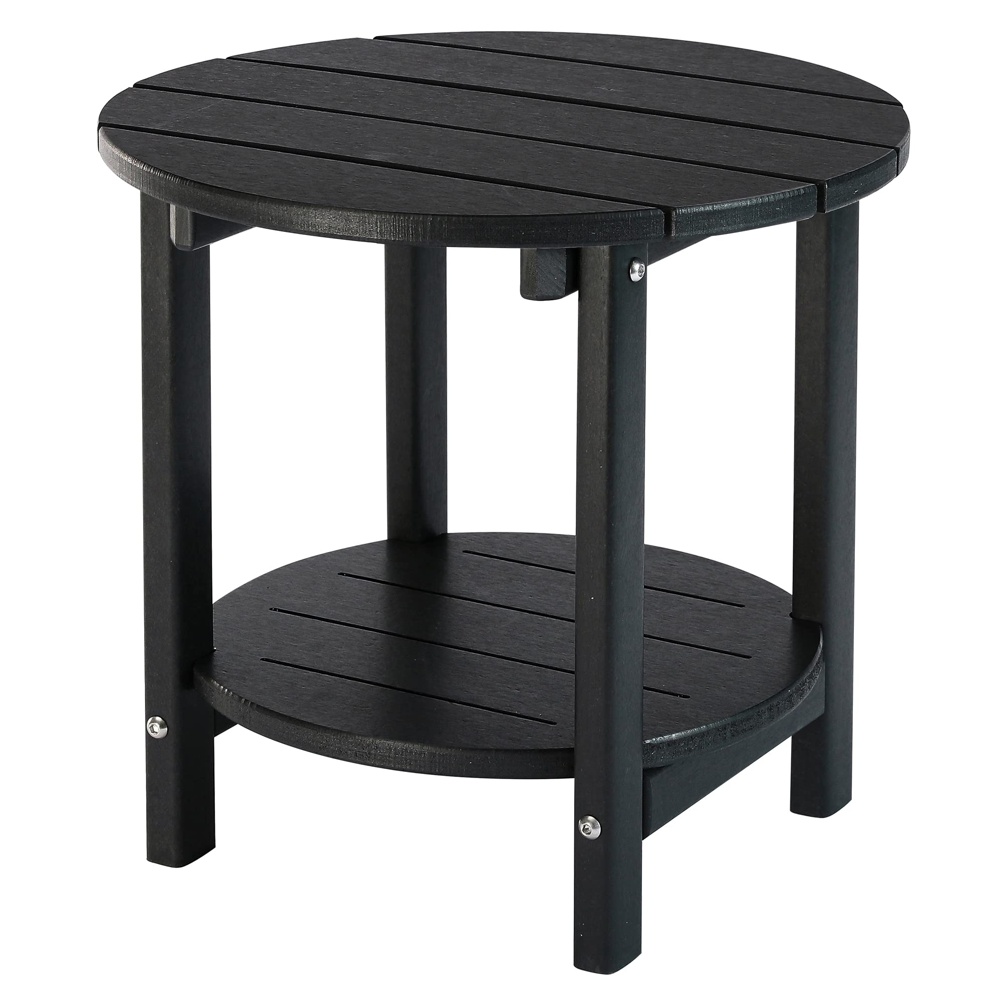 Lzrs Round Adirondack Side Table Double End Table, Outdoor Side Tables For Patio, Backyard,Pool, Indoor Companion, Easy Maintenance & Weather Resistant(Black)