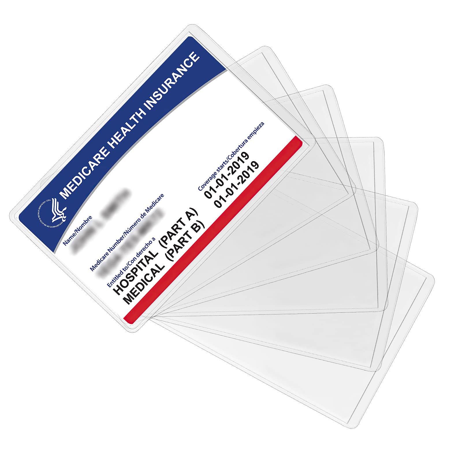 Sooez 10 Pack New Medicare Card Holder Protector Sleeves, 12Mil Clear Pvc Soft Water Resistant Medicare Card Protector Sleeves F