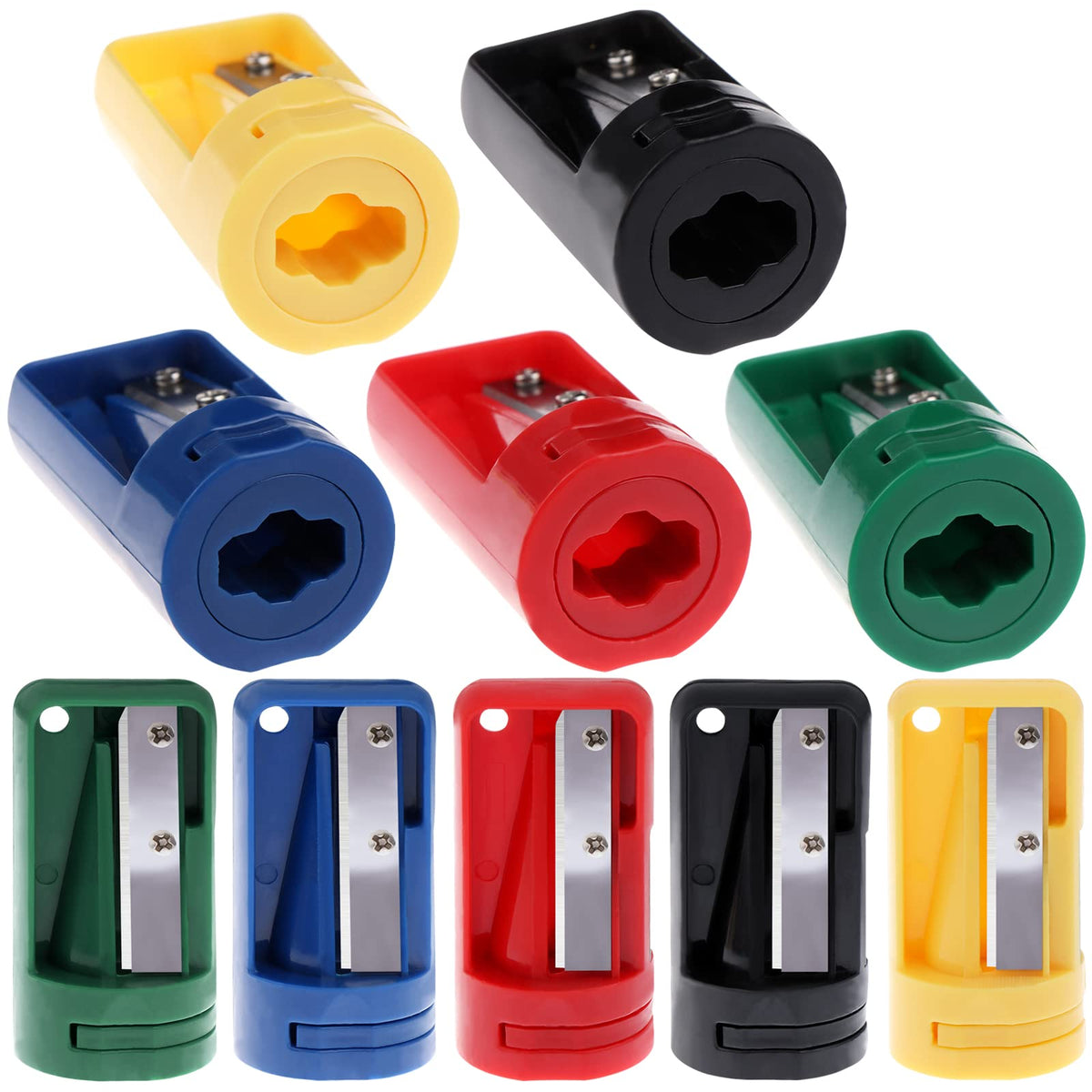 10 Pieces Carpenter Pencil Sharpener Colourful Manual Portable Woodwork Pencil Cutterfor Woodworking Travel School Office