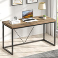 FOLUBAN Modern Home Office Desk, Rustic Wood and Metal Computer Desks, Industrial Study Writing Gaming Table Workstation, Vintag
