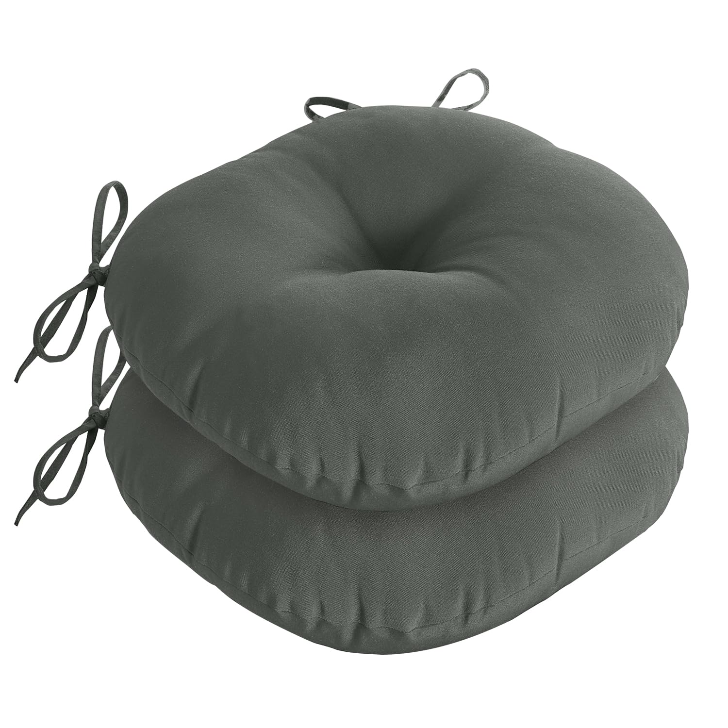 Downluxe Round Outdoor Chair Cushions, Waterproof Memory Foam Bistro Patio Furniture Cushions 15' X 15', Dark Grey, 2 Pack For