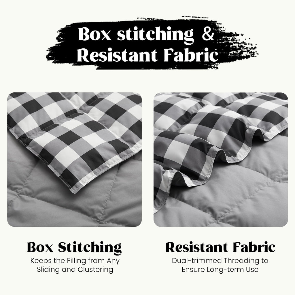 Puredown Checkered Feather Down Throw Blanket Lightweight Packable Buffalo Plaid Throw For Indoor And Outdoor Use, 50''X70'', Bl