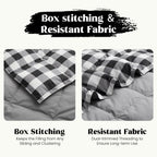 Puredown Checkered Feather Down Throw Blanket Lightweight Packable Buffalo Plaid Throw For Indoor And Outdoor Use, 50''X70'', Bl