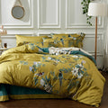 Mixinni Garden Style Cotton Flowers And Birds Pattern Printed Duvet Cover Reversible Design Peacock Blue 3 Piece Bedding Duvet S