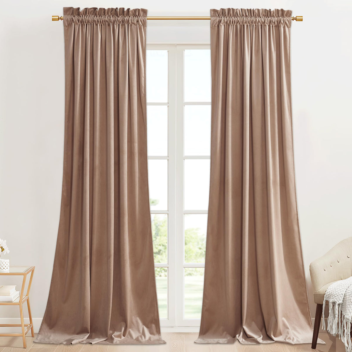 Stangh Blush Beige Kids Bedroom Curtains Velvet Room Darkening Doorway Room Dividers Heavy Thick Privacy Window Panels For Livin