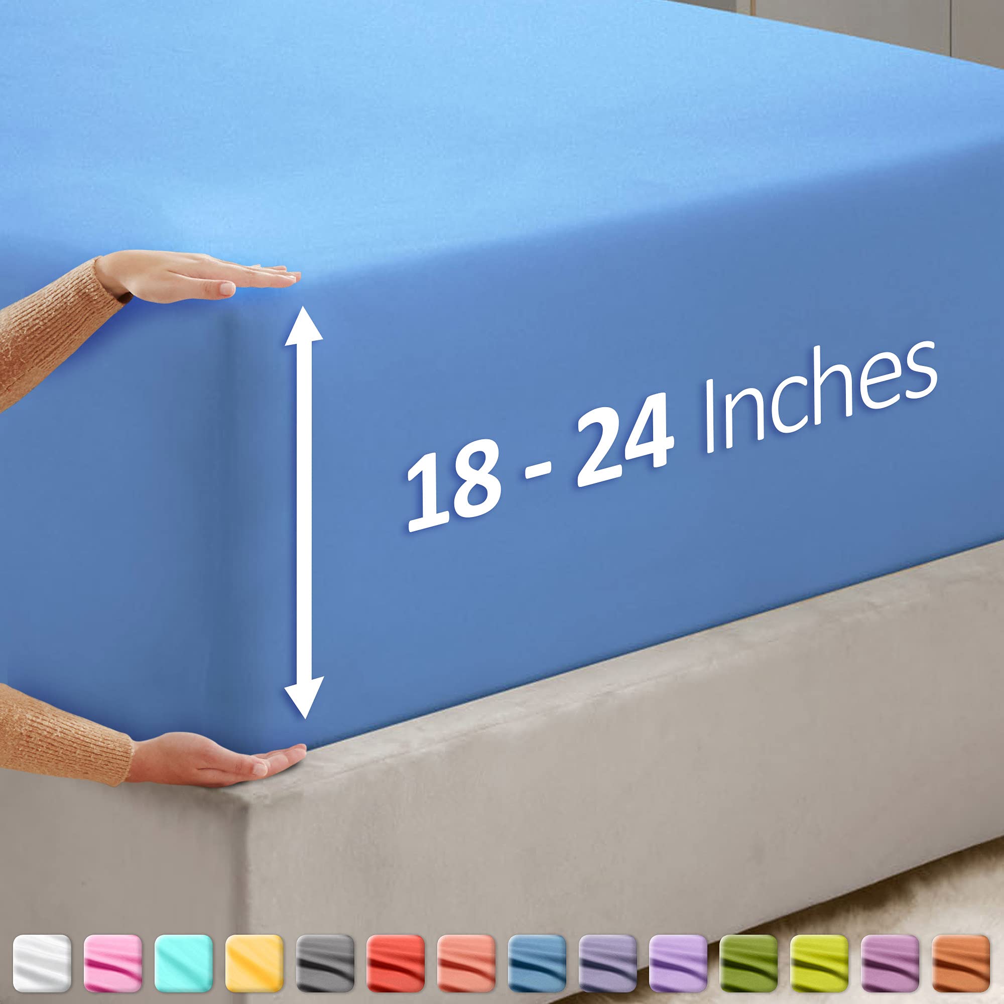 Nestl Calm Blue California King Fitted Sheet, Extra Deep Pocket Cal King Fitted Sheet Only, 1800 Microfiber Fitted Bed Sheet, Ultra Soft Fitted Sheet California King Fits Up To 24 Inch Mattress