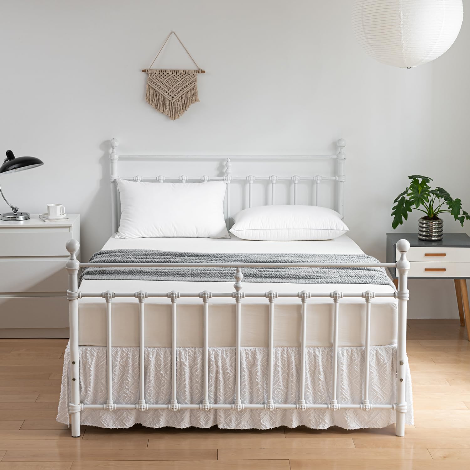 Tufted Bed Skirt Twin Size,Ruffled Bed Skirt With Split Corners, Twin Bed Skirt 14 Inch Drop, Boho Twin Size Bed Skirt White For