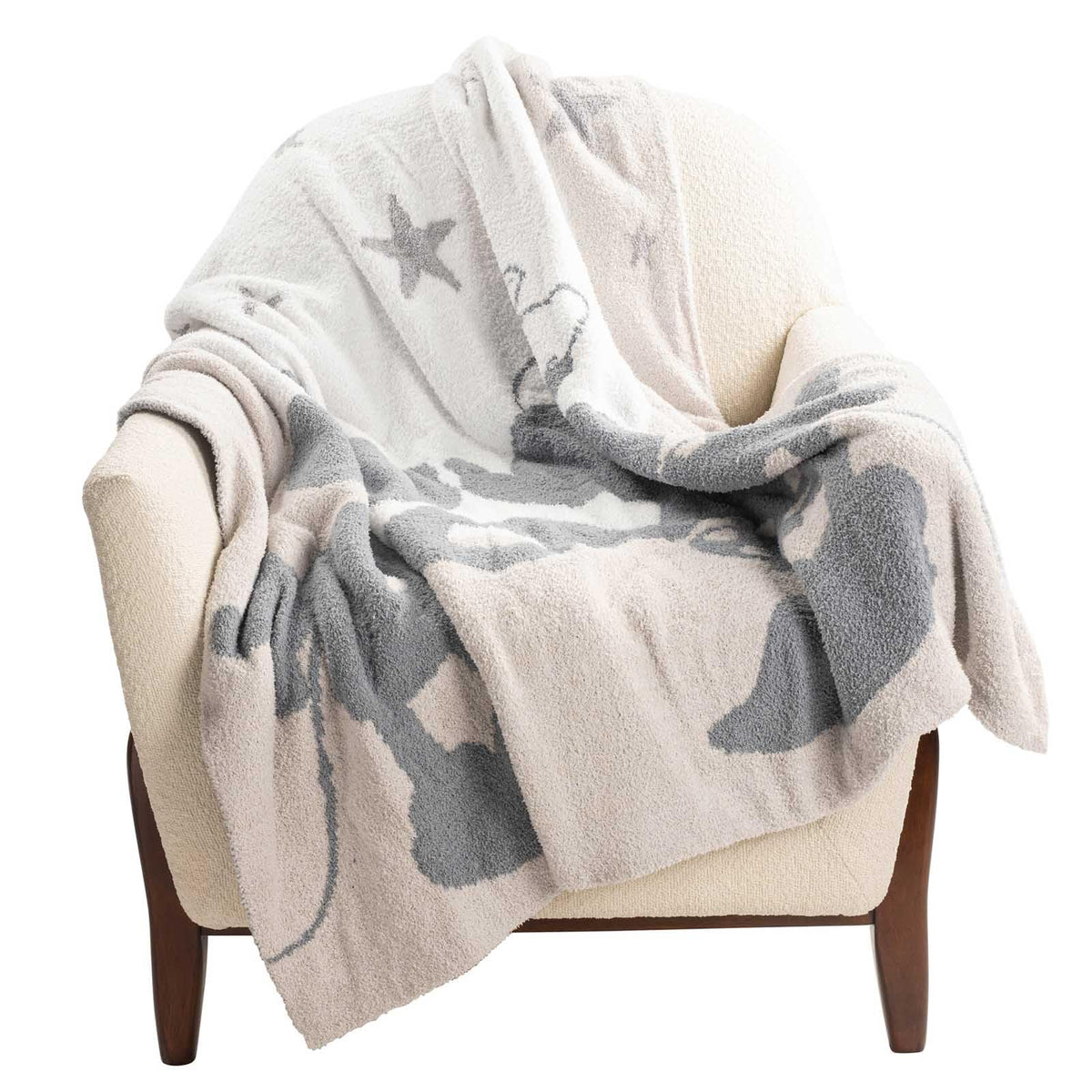 Jay Franco Disney Mickey Mouse & Minnie Mouse Feather Knit Fluffy Throw Blanket - Gray Stars Fuzzy Blanket Measures 50 X 60 Inch