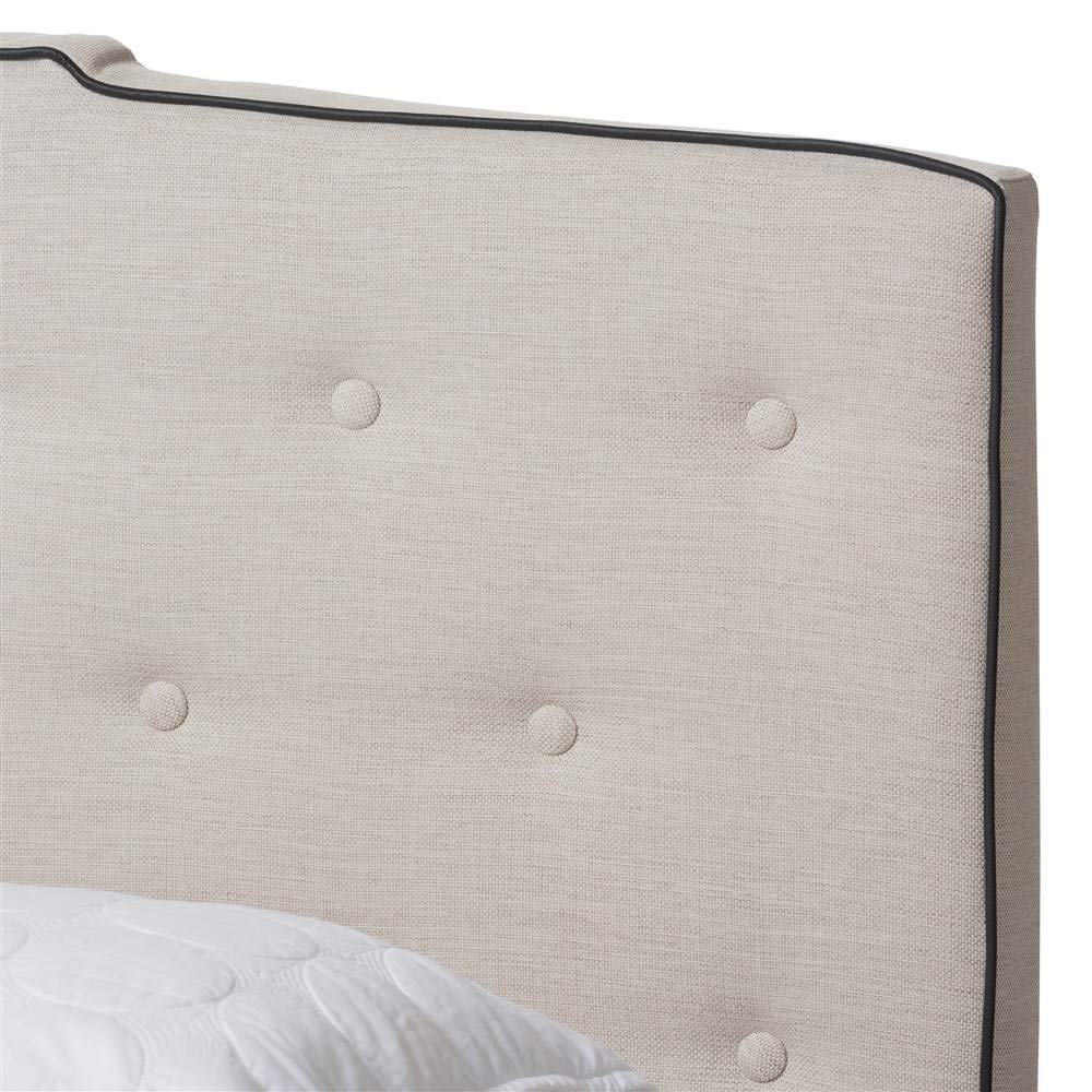 Baxton Studio Vivienne Modern and Contemporary Light Beige Fabric Upholstered Queen Size Bed