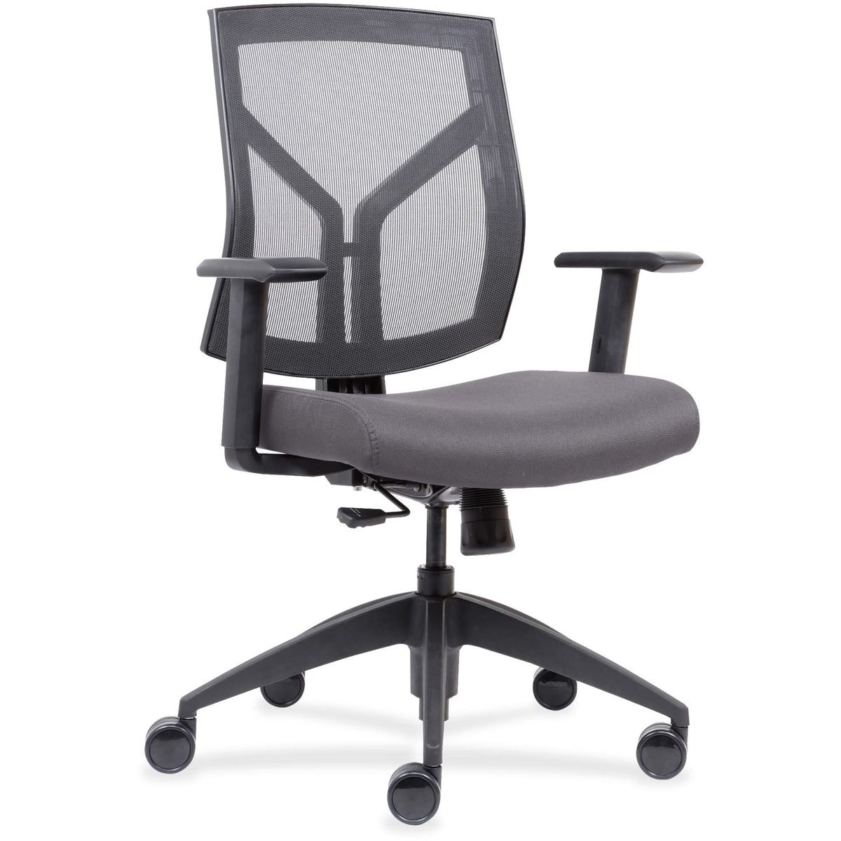 Lorell Mid-Back Chairs Wth Mesh Back & Fabric Seat