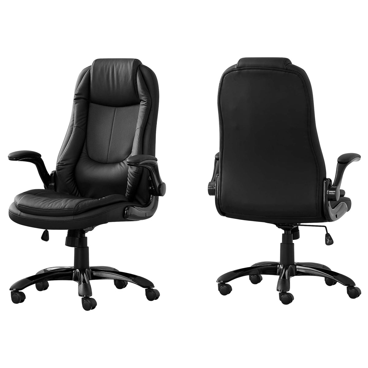 Set Of 2 Black Contemporary Upholstered Office Chairs 49&quot;