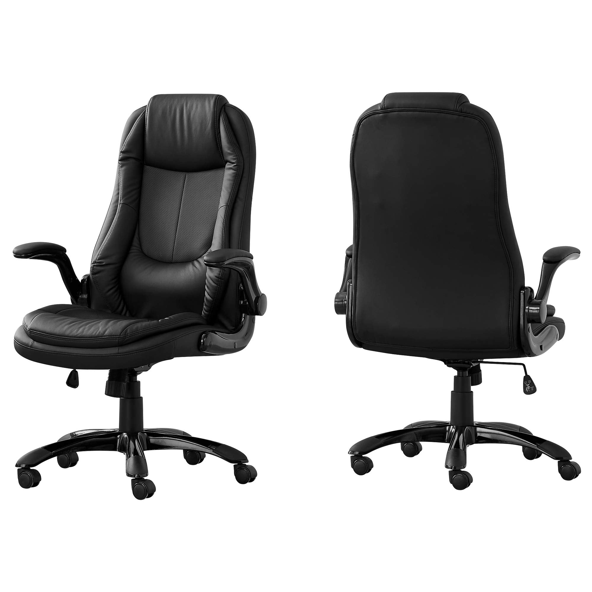 Set Of 2 Black Contemporary Upholstered Office Chairs 49"