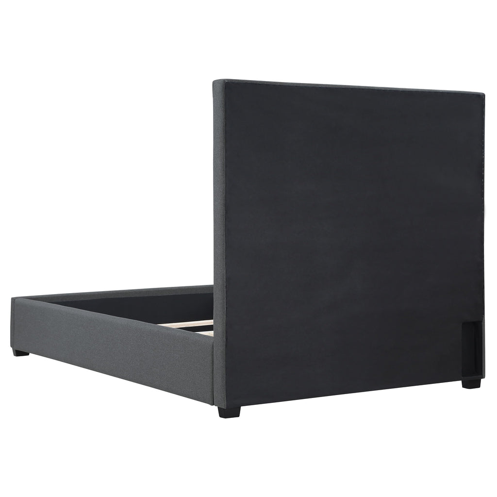 Coaster Home Furnishings Bowfield Upholstered Bed with Nailhead Trim Charcoal, Queen