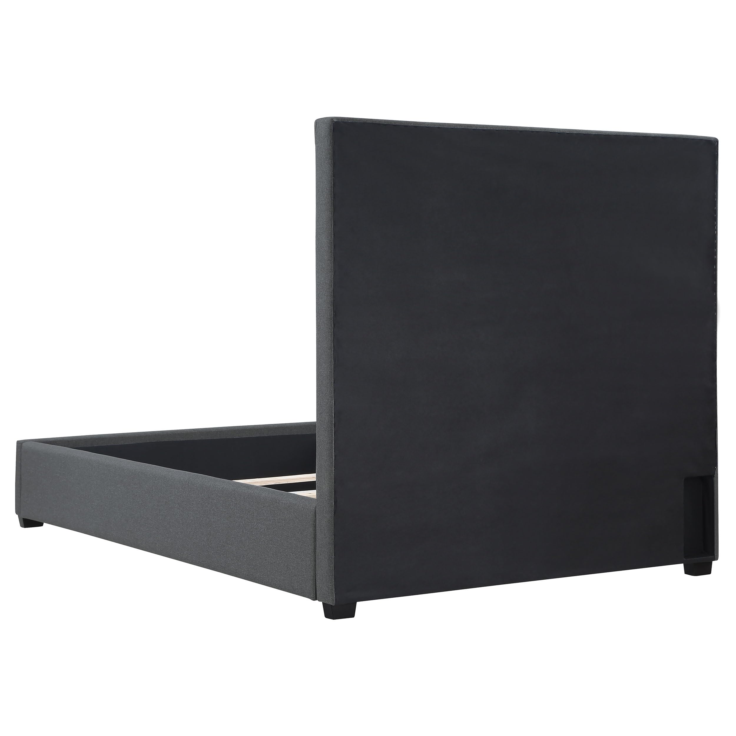 Coaster Home Furnishings Bowfield Upholstered Bed with Nailhead Trim Charcoal, Queen