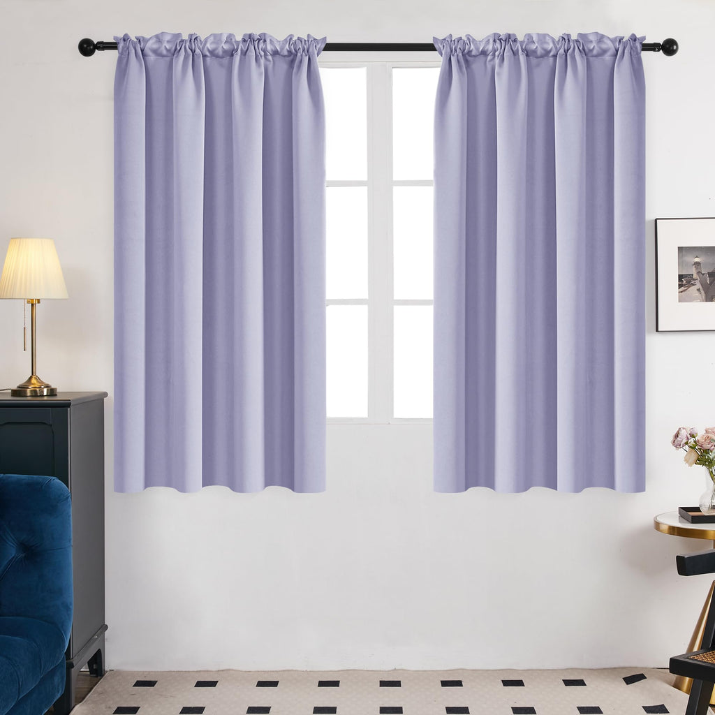Deconovo Blackout Curtains For Bedroom–Thermal Insulated, Noise-Reducing, Energy-Efficient Drapes For Privacy & Soundproofing–Ideal For Parents, Seniors–42W X 45L Inch, Light Purple, 2 Panels
