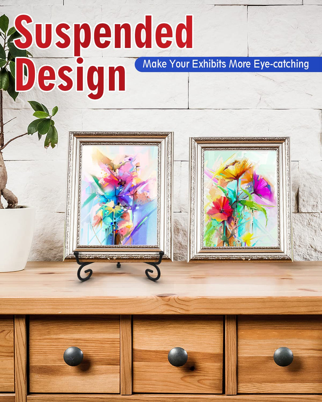 Iron Display Stand 10 Packs, 6 Inches Plate Stand Picture Stand Photo Stand For Display, Black Foldable Easel Stand Holder For P