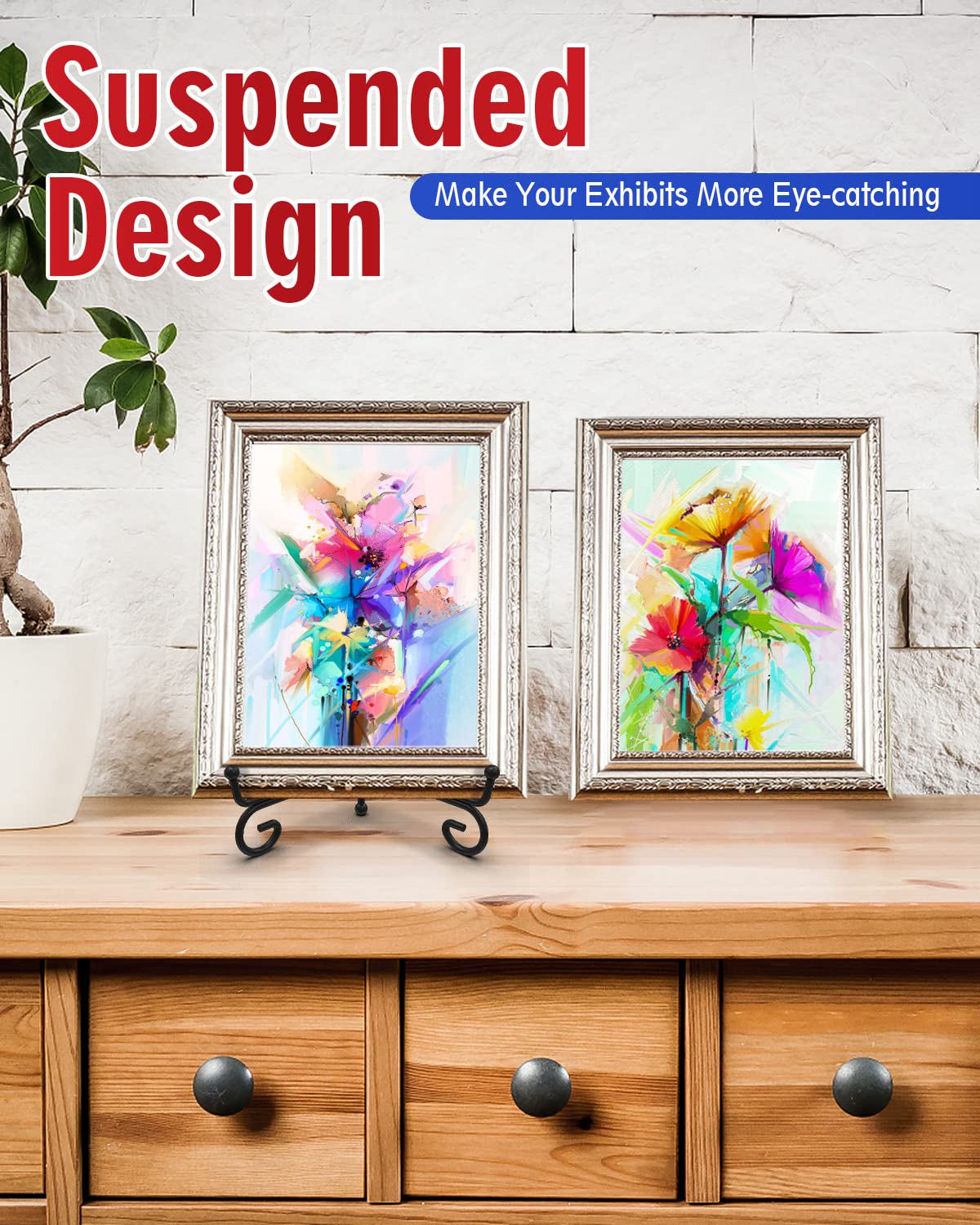 Iron Display Stand 10 Packs, 6 Inches Plate Stand Picture Stand Photo Stand For Display, Black Foldable Easel Stand Holder For P